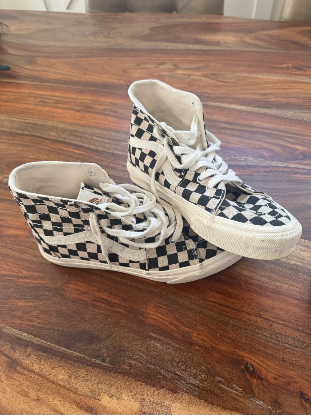 Vans Checkerboard High-Top Sneakers - Black & White
